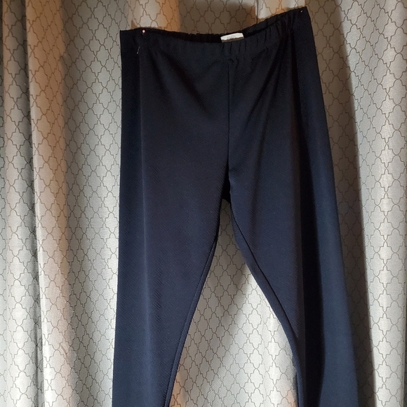 Pants - Navy Blue Leggings w/Gold Zippers at Ankle